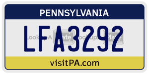 LFA3292 license plate in Pennsylvania