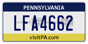 LFA4662 license plate in Pennsylvania
