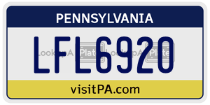 LFL6920 license plate in Pennsylvania