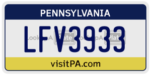 LFV3933  license plate in PA
