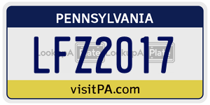LFZ2017 license plate in Pennsylvania