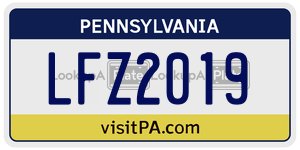 LFZ2019 license plate in Pennsylvania