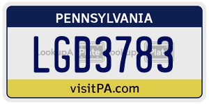 LGD3783  license plate in PA