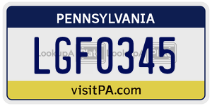 LGF0345  license plate in PA
