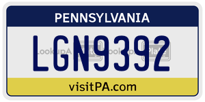 LGN9392 license plate in Pennsylvania