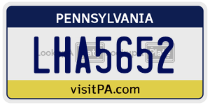 LHA5652  license plate in PA