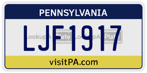 LJF1917 license plate in Pennsylvania