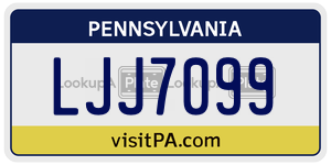 LJJ7099  license plate in PA