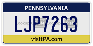 LJP7263 license plate in Pennsylvania