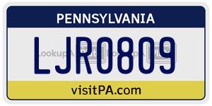 LJR0809  license plate in PA