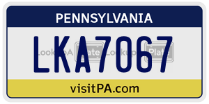 LKA7067 license plate in Pennsylvania