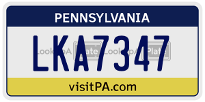 LKA7347 license plate in Pennsylvania