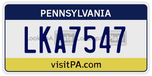 LKA7547 license plate in Pennsylvania