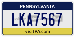 LKA7567 license plate in Pennsylvania