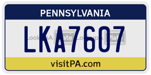 LKA7607 license plate in Pennsylvania