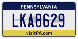 LKA8629  license plate in PA