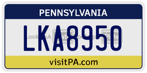 LKA8950 license plate in Pennsylvania