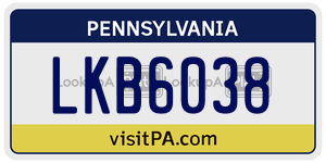 LKB6038 license plate in Pennsylvania