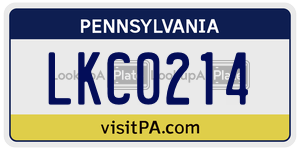 LKC0214 license plate in Pennsylvania