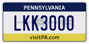 LKK3000 license plate in Pennsylvania