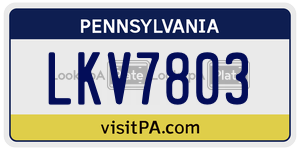 LKV7803 license plate in Pennsylvania