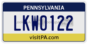 LKW0122 license plate in Pennsylvania