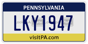 LKY1947 license plate in Pennsylvania