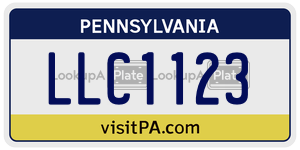LLC1123 license plate in Pennsylvania