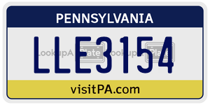 LLE3154 license plate in Pennsylvania