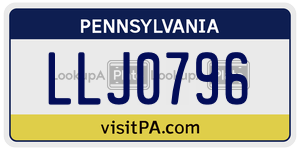 LLJ0796  license plate in PA