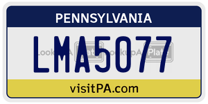 LMA5077 license plate in Pennsylvania