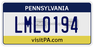 LML0194 license plate in Pennsylvania