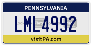 LML4992 license plate in Pennsylvania