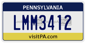 LMM3412  license plate in PA