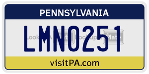 LMN0251 license plate in Pennsylvania