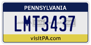 LMT3437 license plate in Pennsylvania