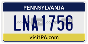 LNA1756 license plate in Pennsylvania