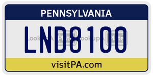 LND8100  license plate in PA