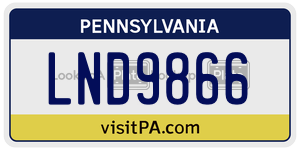 LND9866 license plate in Pennsylvania
