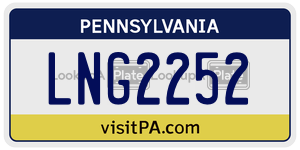 LNG2252 license plate in Pennsylvania