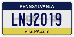 LNJ2019  license plate in PA