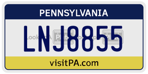 LNJ8855 license plate in Pennsylvania