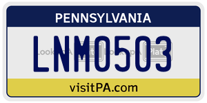 LNM0503 license plate in Pennsylvania