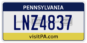 LNZ4837 license plate in Pennsylvania