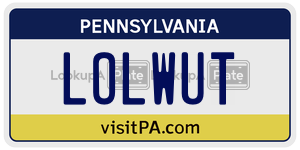 LOLWUT license plate in Pennsylvania