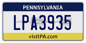 LPA3935  license plate in PA