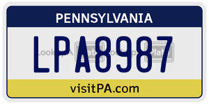 LPA8987 license plate in Pennsylvania