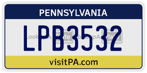 LPB3532 license plate in Pennsylvania