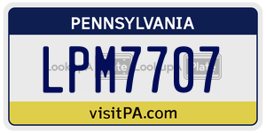 LPM7707  license plate in PA