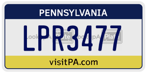 LPR3477  license plate in PA